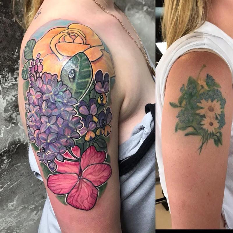 Flower Cover Up Tattoos