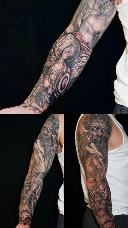 Progress on this Greek themed sleeve I absolutely enjoyed tattooing 🏛️  Can't wait to continue! Thanks so much Dom! For Appointments with… |  Instagram