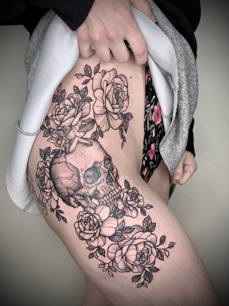 tattoos/ - Brennan Walker Skull and Roses Tattoo - 143587