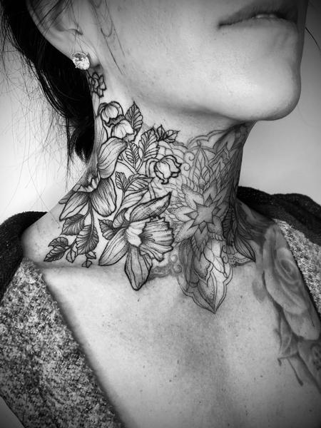 tattoos/ - Brennan Walker Neck Flower Tattoo - 143589