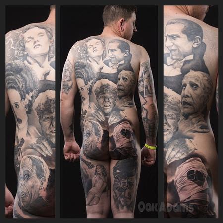 Classic Horror Movie Portraits Bodysuit Tattoo by Oak Adams: TattooNOW