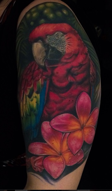 Back Parrot Tattoo by Filip Henningsson