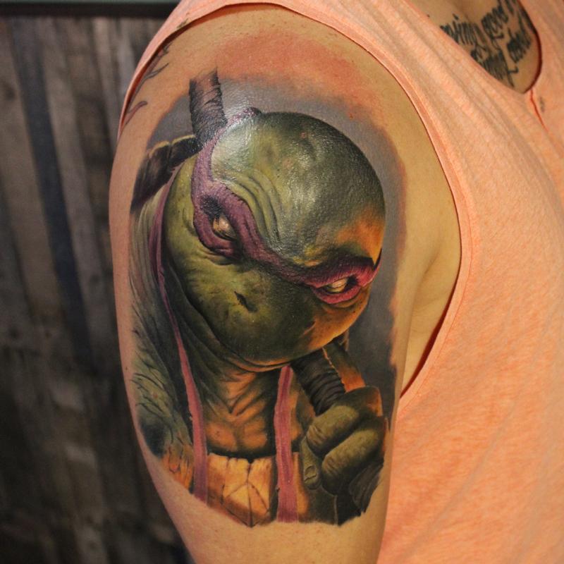 Teenage Mutant Ninja Turtles sleeve tattoo.