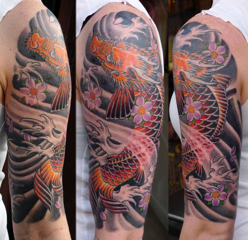 Koi Dragon Japanese Sleeve  George Bardadim  Tattoo Artist NYC