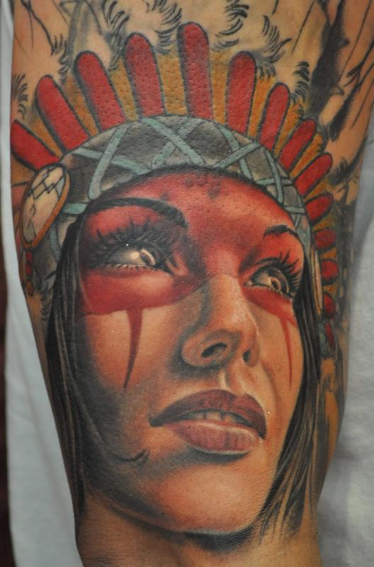 native indian girl tattoo