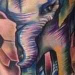 Tattoos - Abstract Baby Elephant with Honeycomb Background - 108939