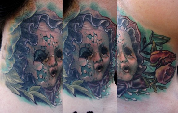 Shattered glass face tattoo  Tattoogridnet