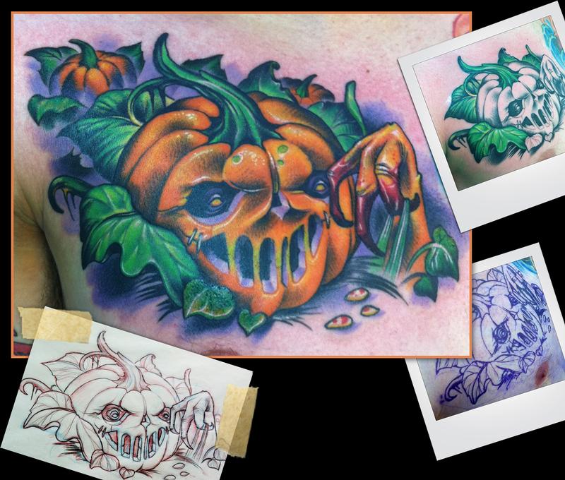 Pumpkin tattoo Halloween tattoos sleeve Lantern tattoo