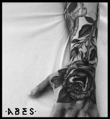 rose on hand by Abes RIP: TattooNOW