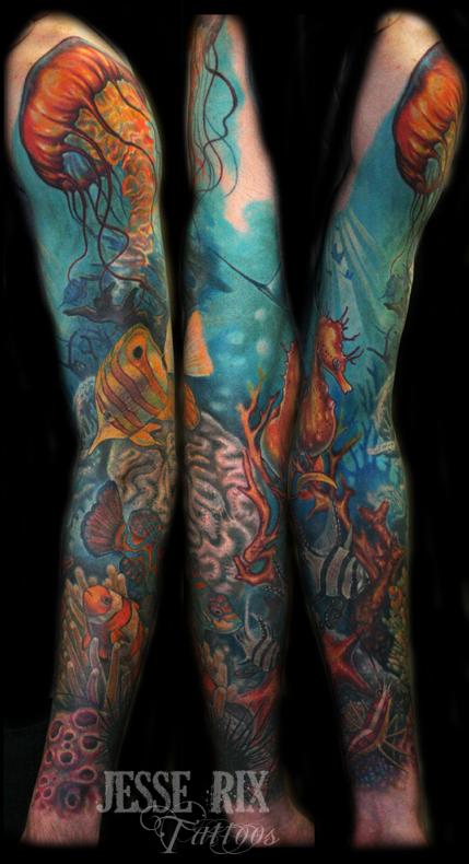 cool ocean sleeve tattoos