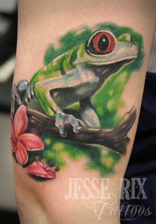 Custom Tree Frog Leg Tattoo by Haylo TattooNOW