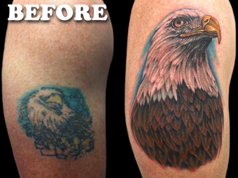 This is a coverup tattoo Its a Harley Davidson  Eagle arm piece Forgot  to take a before picture but you can see some   Cover up tattoo Tattoos  Animal tattoo