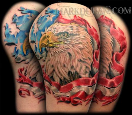 American Flag With Eagle And Dog Tags Tattoo American Flag Eagle American Flag Tattoo American Flag Eagle Flag Tattoo