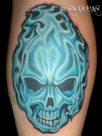 Evil Skull Tattoo Design blue ballpoint pen by chelomacabre on DeviantArt