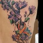 Tattoos - WATERCOLOR CROCUS AND CANCER RIBBON - 100928