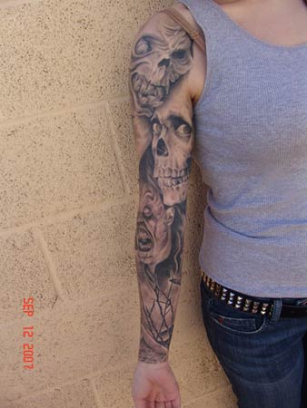 Horror Sleeve Tattoo by Al Perez TattooNOW
