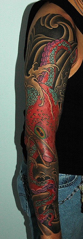 japanese wave sleeve tattoo