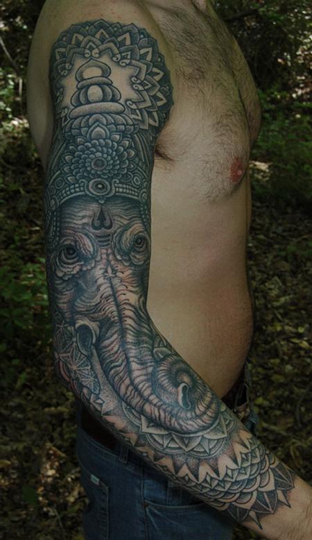Ganesha Tattoo On Half Sleeve - Tattoos Designs