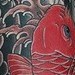 Tattoos - front view of red koi with waves japanese sleeve tattoo - 47838