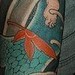 Tattoos - front view of samurai and whale japanese sleeve tattoo - 47844