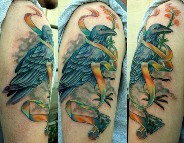 SAM WARREN  Finished up this tattoo of one of Odins ravens
