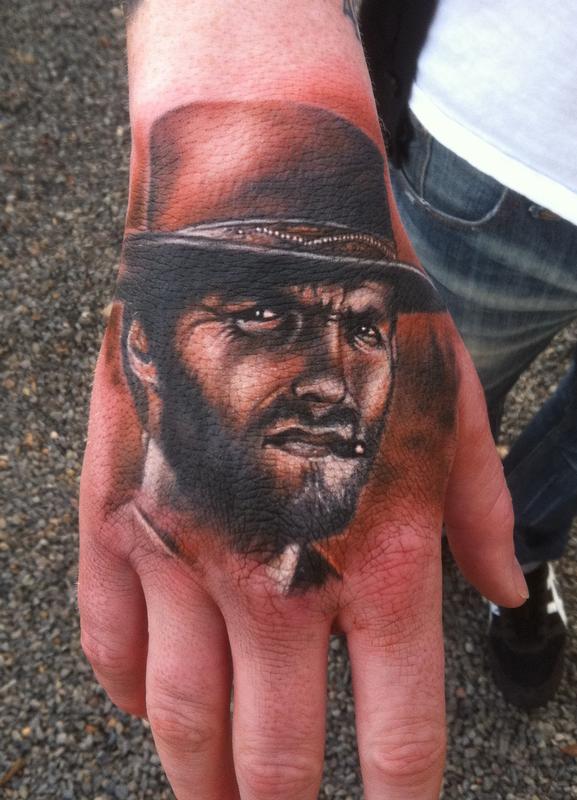 Shoulder Realistic Clint Eastwood Tattoo by Xavi Tattoo