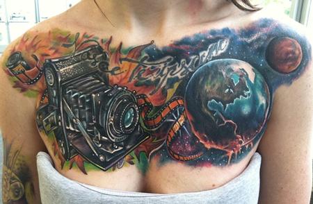 camera watercolor tattoo by Kyle Grover: TattooNOW