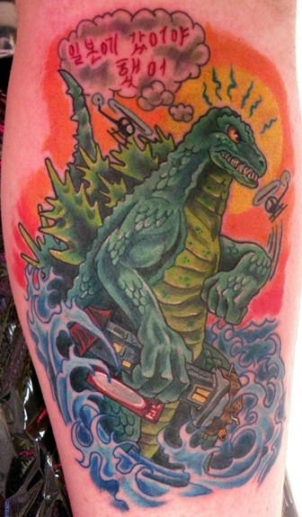 Godzilla sleeve by Dan Dittmer: TattooNOW
