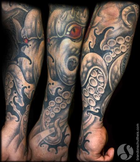 Lobster Squid leg sleeve- by Kevin Bledsoe: TattooNOW