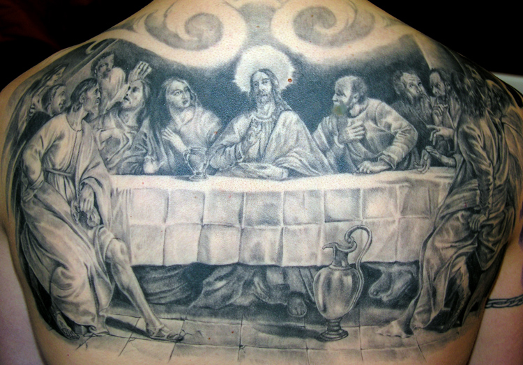 black jesus last supper tattoo