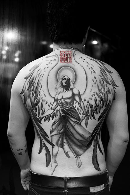 Healed angel full back piece #messagefromtheskin #blackandgreytattoo  #blackandgrey #realismtattoo #realistictattoo #fullbacktattoo #tattoo # tattoos... | By Elie Rahme TattoosFacebook