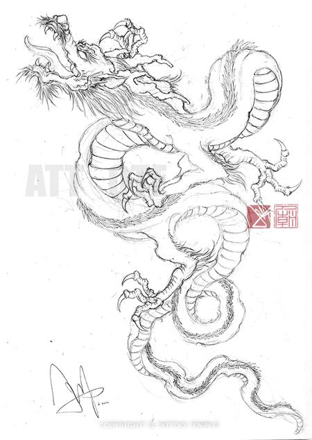 Linework Dragon Sketch by Joey Pang: TattooNOW