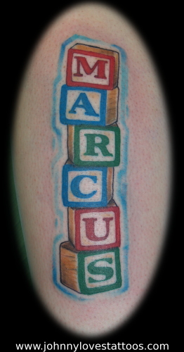 baby blocks alphabet tattoo