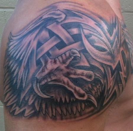 Crows head tattoo 🤪 #tattoo #odintattoo #tattoomodel #crowstattoo  #headtattoo #celtic #blacktattoo #tattooshop | Instagram