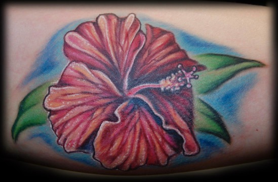 Color hibiscus flowers by Evan Olin : Tattoos