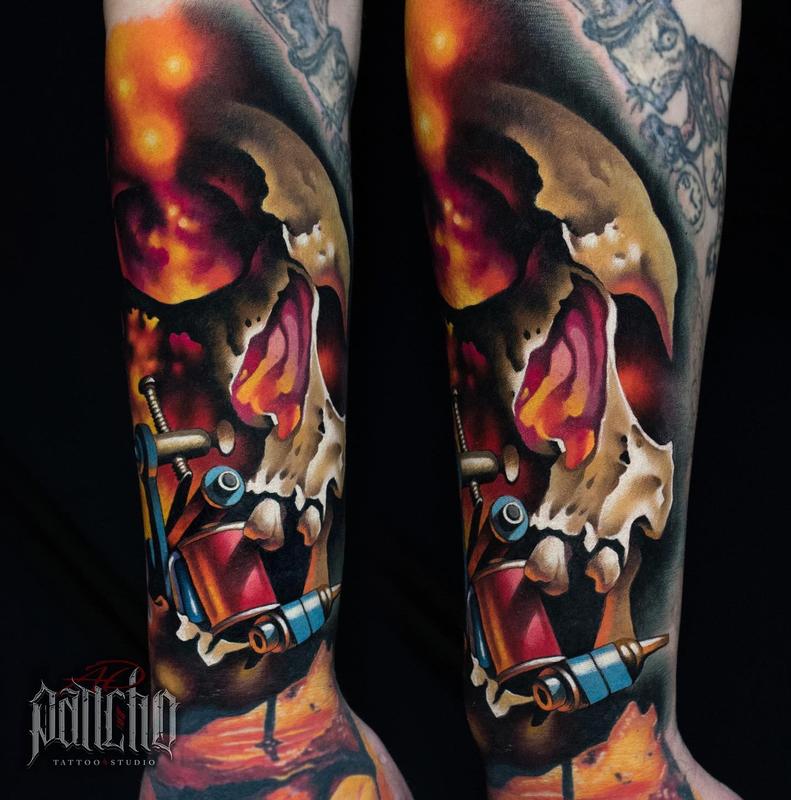 Skull Wearing with Tattoo Machine Graphic by EpicGraphic  Creative Fabrica