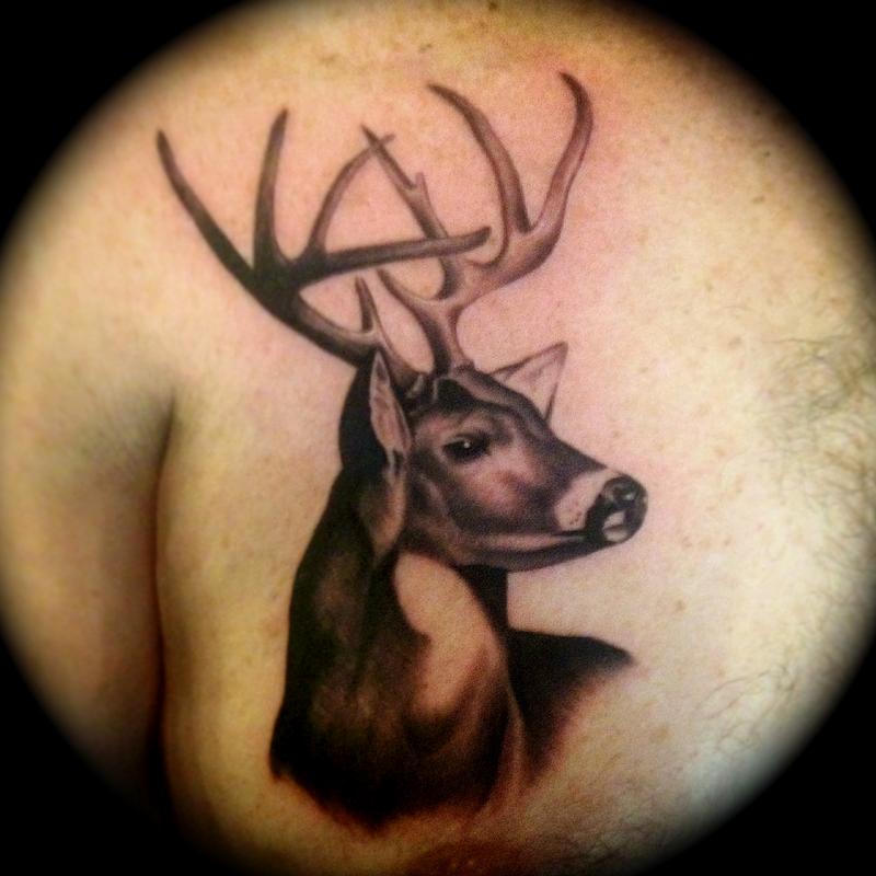 whitetail deer antlers tattoo