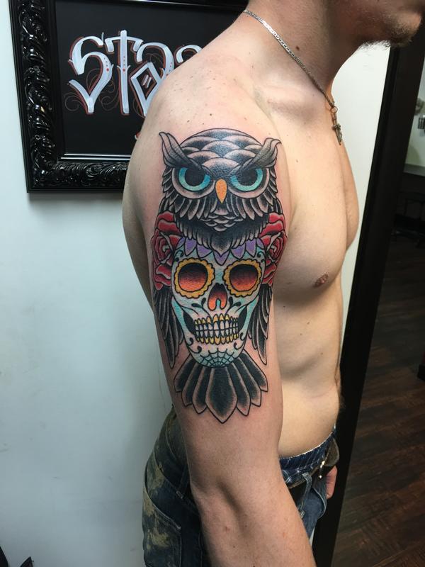 MarcinChTattoo  An owl tattoo on Dylan from few days ago Hope You Like  it Guys and thanks for All the support  marcinchtattoo  sligotattooroom owl owltattoo skull skulltattoo sligotattooartist  sligotattoos sligo  Facebook
