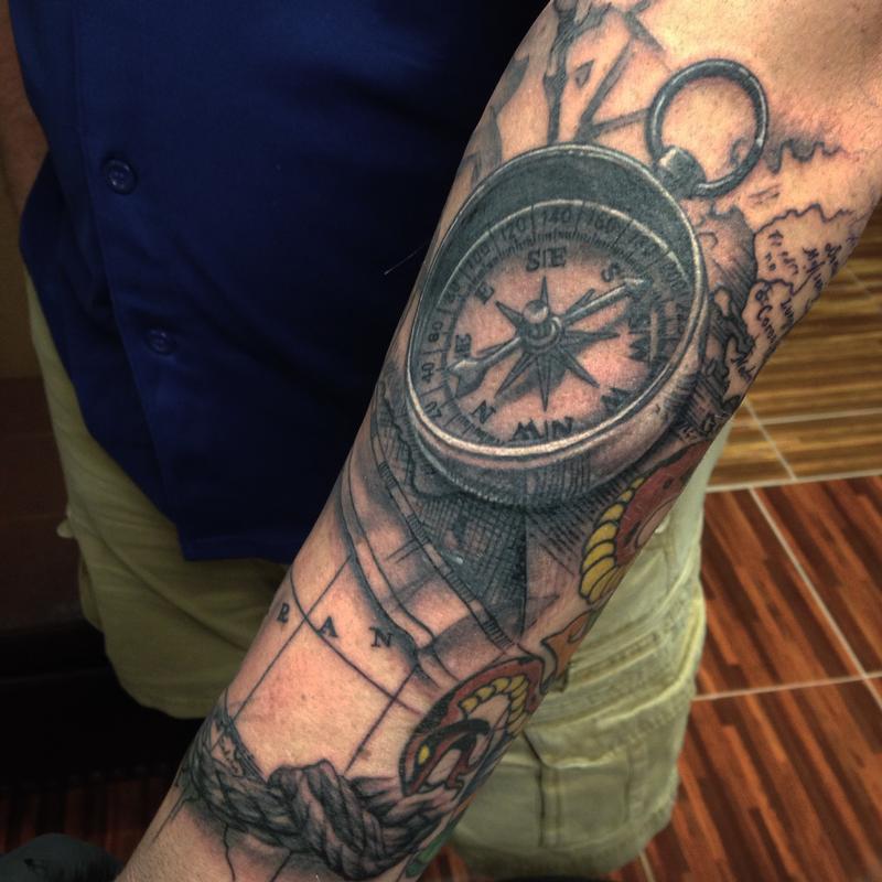 old compass tattoo
