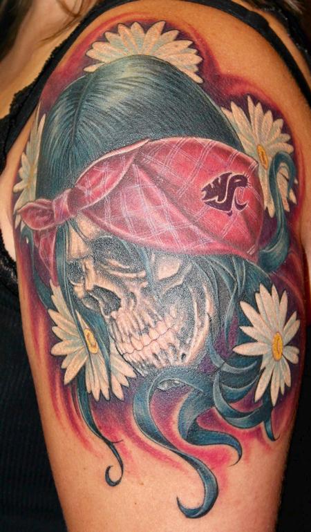 Two Guns Tattoo Bali - Finally Done this awesome Las Vegas theme design  with skull bandana on the chest. Watch full video on our Facebook. By Ricky  Tnt www.twogunstattoobali.com #tattoo #tattoos #inked #