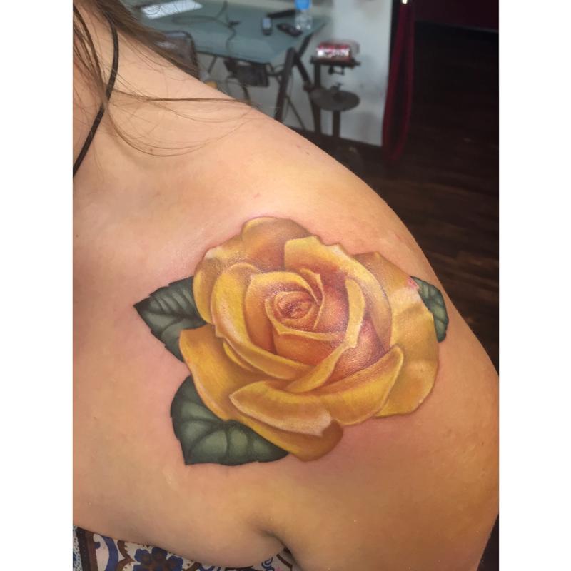 Yellow Rose by Calvin F Xavier III TattooNOW