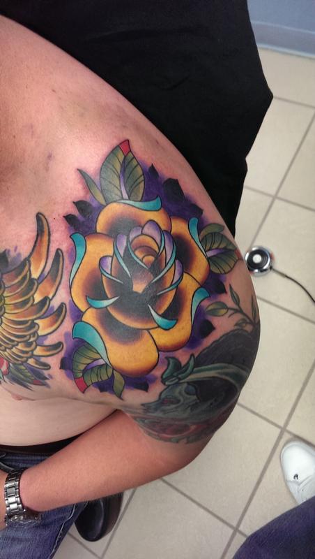 Watercolor Neotraditional Color Flower tattoo by Orlando Tattoo Artist   Jimmy Rogers