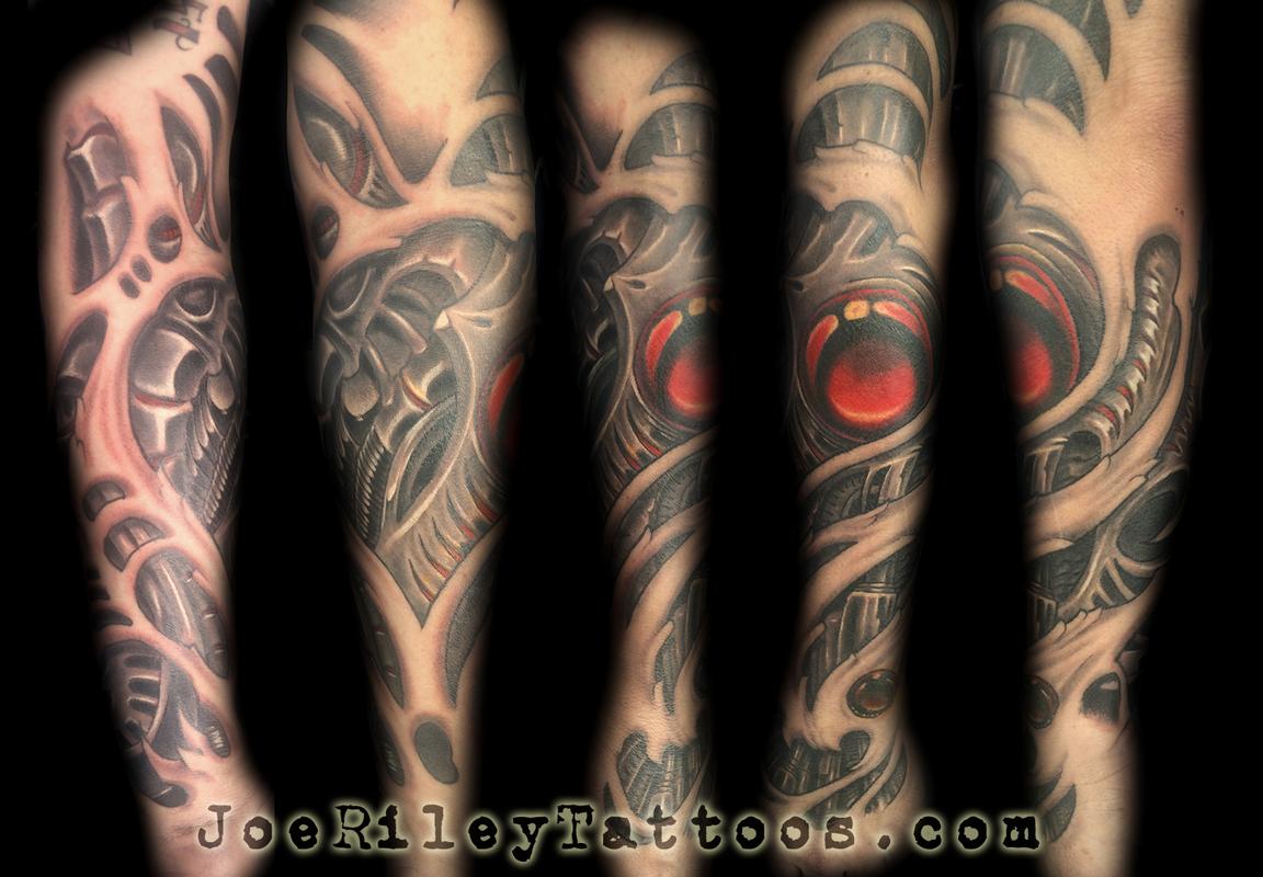 biomechanical sleeve tattoo drawing