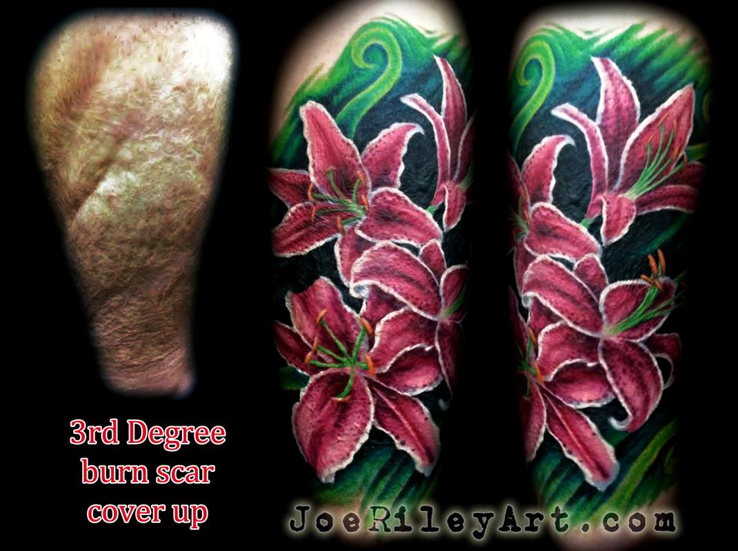 Daddy Jacks Body Art Studio  Tattoos  Flower Lily  Script Cover Up