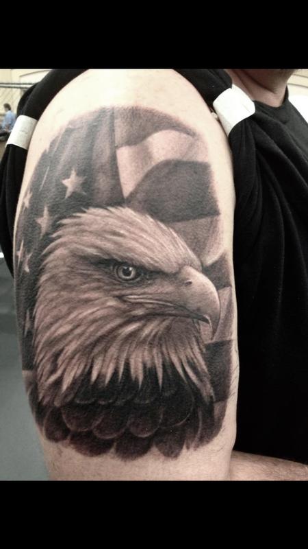tattoos/ - Black and Gray American Eagle - 119234