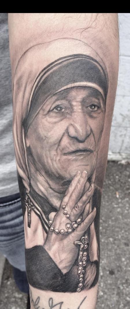 tattoos/ - Black and Gray Mother Teresa - 119235