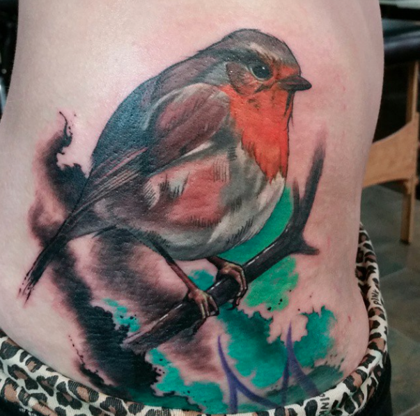 prompthunt tattoo design colored robin bird white background 2d pattern