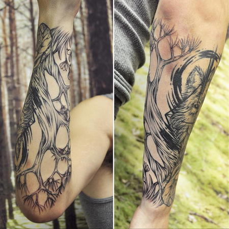 Elemental Tree And Wolf Tattoo by WildSpiritWolf on DeviantArt