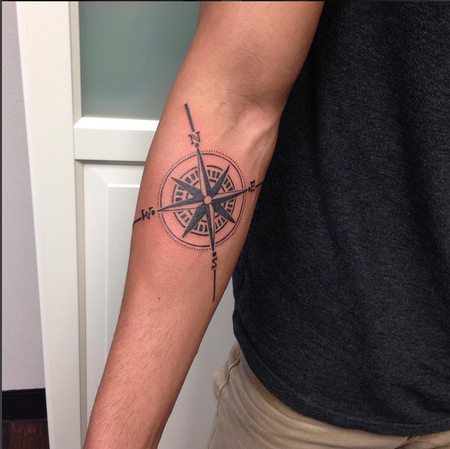 compass tattoo on arm - Design of TattoosDesign of Tattoos