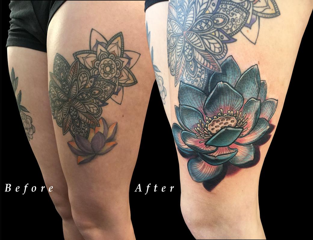 CoverUp Flower Color Realism tattoo by
